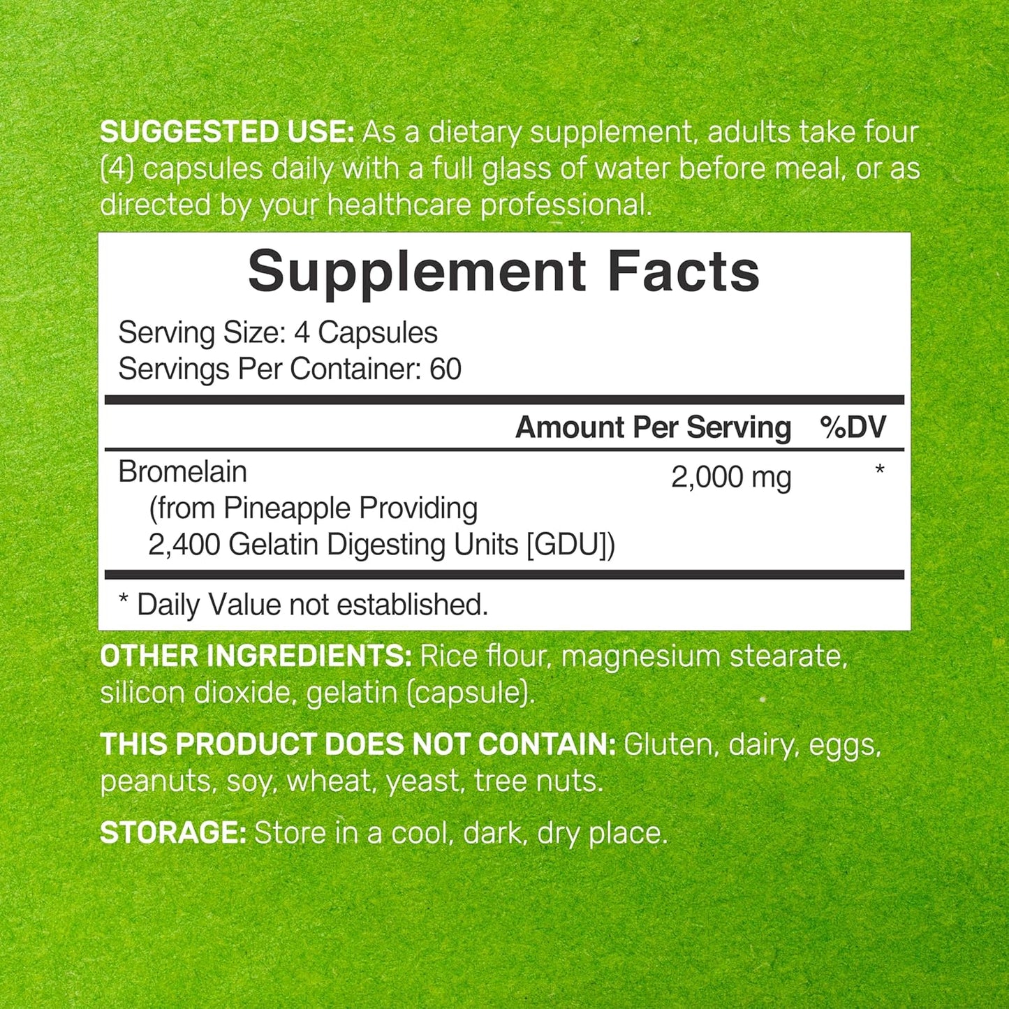 Bromelain Supplement 2,000mg Per Serving, 240 Capsules – Natural Proteolytic Enzymes from Fresh Pineapple – Supports Nutrient Digestion