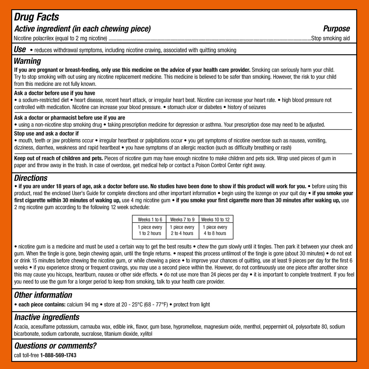 Nicorette 2 mg Nicotine Gum to Help Stop Smoking - Fruit Chill Flavored