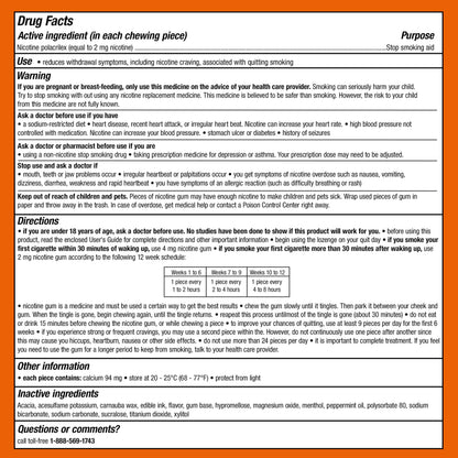 Nicorette 2 mg Nicotine Gum to Help Stop Smoking - Fruit Chill Flavored