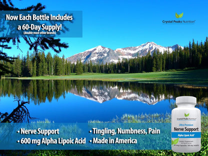 Nerve Support Supplement - Natural Vitamins with 600mg non-GMO ALA Alpha Lipoic Acid – Premium Nerve Support Supplement - Hands & Feet - Tingling, Numbness - NEW! 60-Day Supply