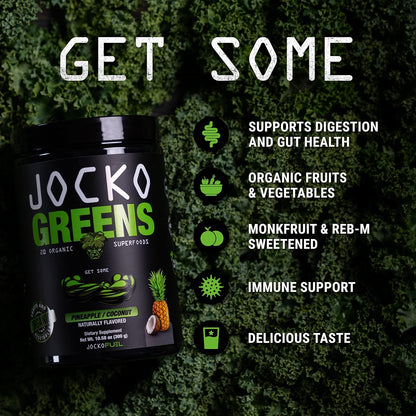Jocko Fuel Daily Greens Powder - Premium Organic Greens Superfood Powder for Gut Health, Digestion, Bloating, Immune Support with Spirulina, Chlorella, Digestive Enzymes, & Probiotics - 30 Servings