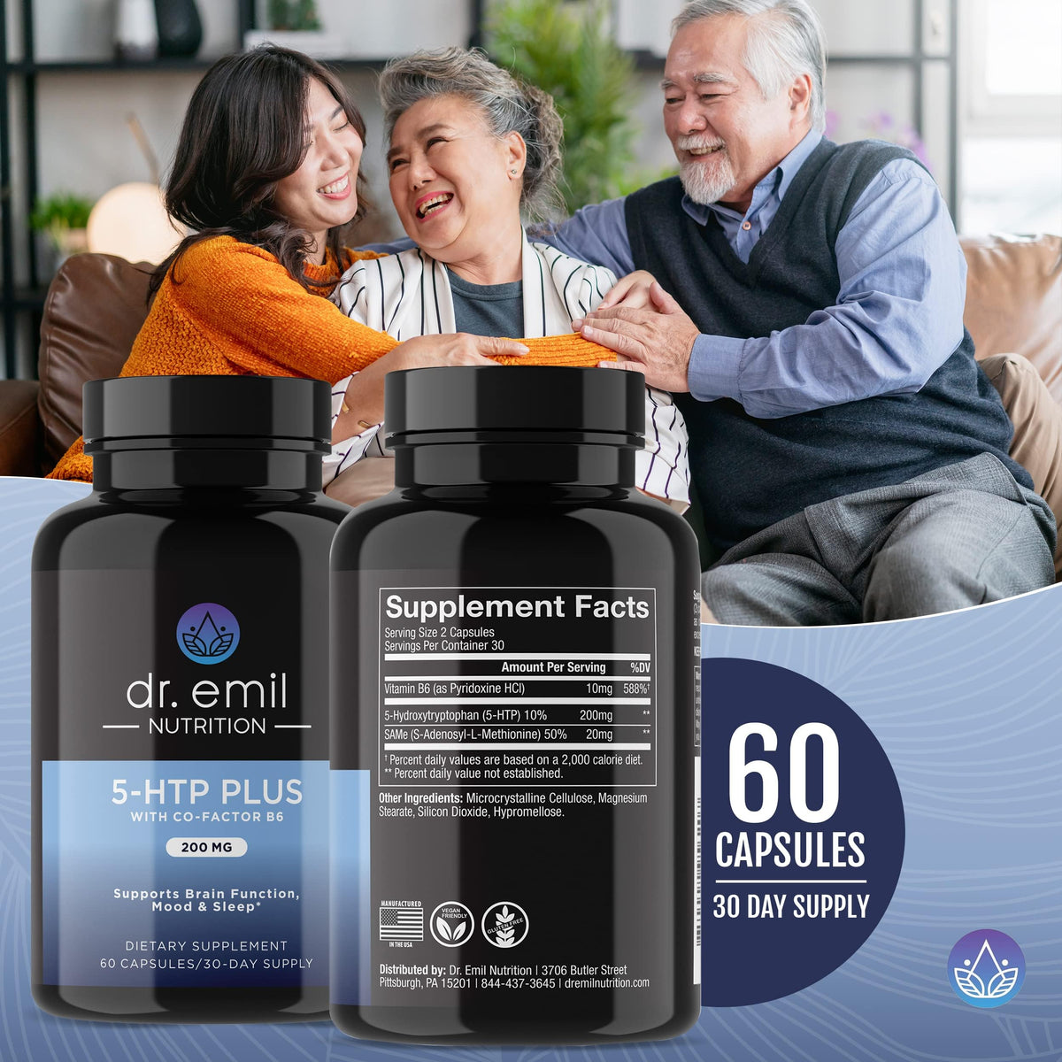DR EMIL NUTRITION 200 MG 5-HTP Plus with SAM-e to Maintain Normal Healthy Sleep