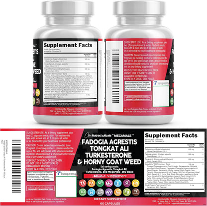 Clean Nutraceuticals Fadogia Agrestis Tongkat Ali Turkesterone Supplement with Horny Goat Weed, Saw Palmetto, Maca Root, Siberian Ginseng, Tribulus Terrestris, Fenugreek, Wild Yam - 60 Count