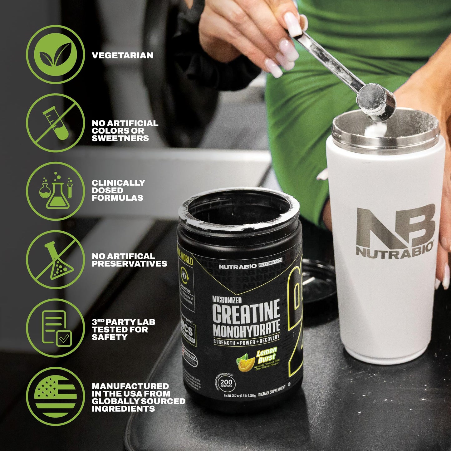 NutraBio Pure Micronized Creatine Monohydrate Powder Supplement, Unflavored, (300 g) - Supports Bulk Muscle Energy, Recovery, and Strength - HPLC Tested Creatine Powder Supplement for Men and Women