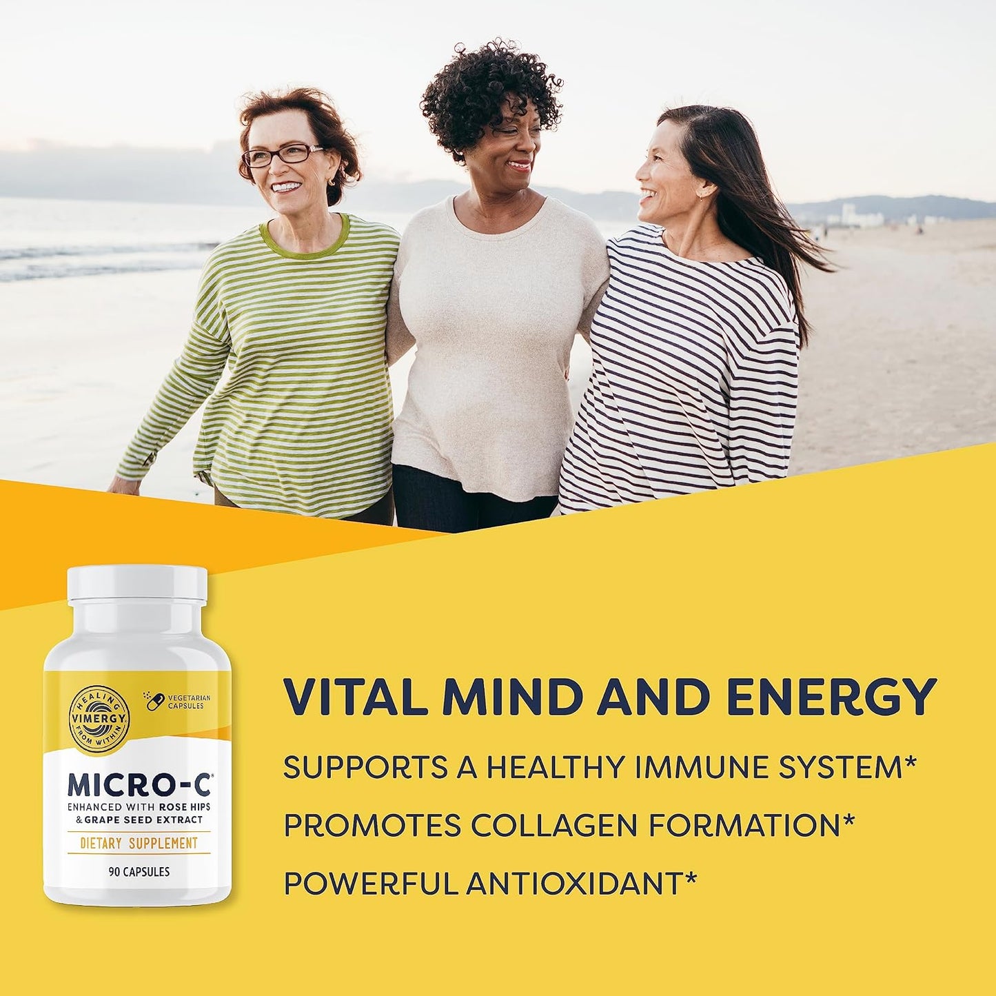 Vimergy Micro-C® Vitamin C Capsules – 500mg per Capsule, Supports Immune Health*, Promotes Collagen Production, Supports Healthy Bones*, Kosher, Vegan & Gluten-Free (90 Capsules)