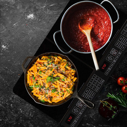 Nuwave Double Induction Cooktop, Powerful 1800W, 2 Large 8” Heating Coils, Independent