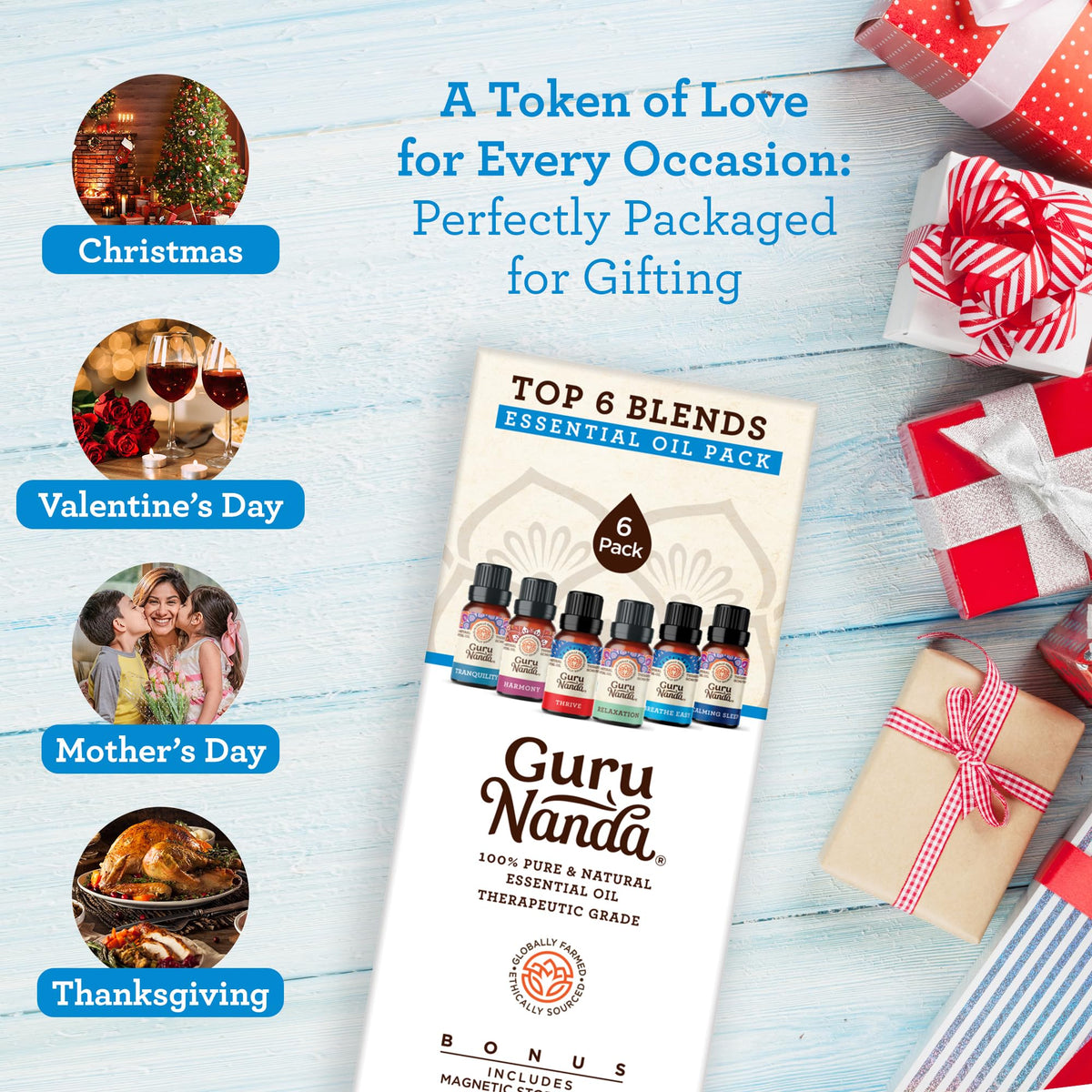 GuruNanda Essential Oil Blends (Set of 6) - 100% Natural Essential Oil Set, Aromatherapy