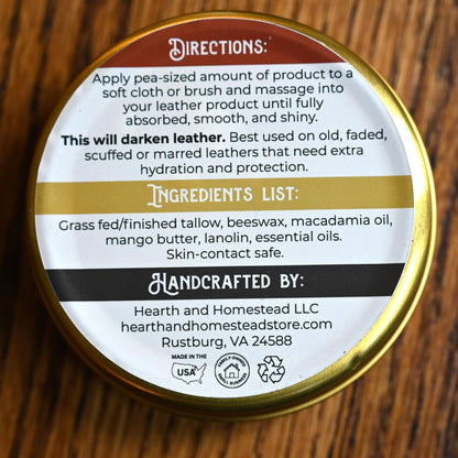 True Grit Tallow Leather Conditioner - Grass-Fed Beef Tallow and Lanolin with Cedar Oil - for Boots, Car Seats, Furniture, Bags, Saddles and Jackets, 4 oz