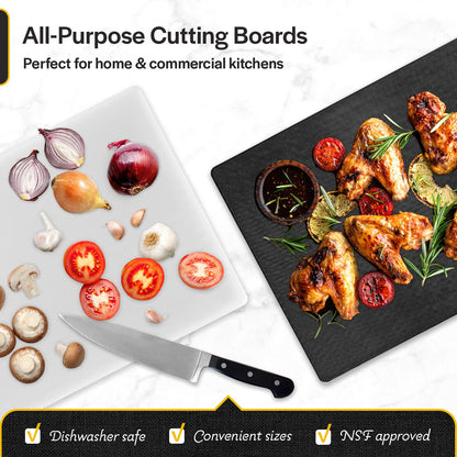 Thirteen Chefs Cutting Boards for Kitchen - 24 x 18 x .5" Black Color Coded Plastic Cutting