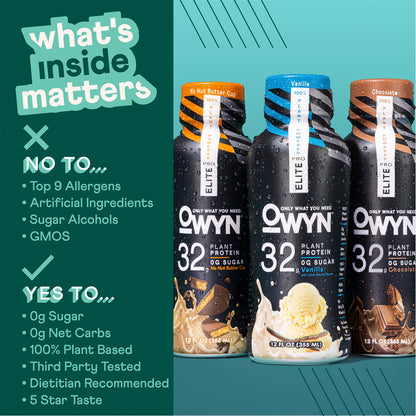 OWYN Only What You Need Pro Elite Vegan Plant Based High Protein Shake, Vanilla
