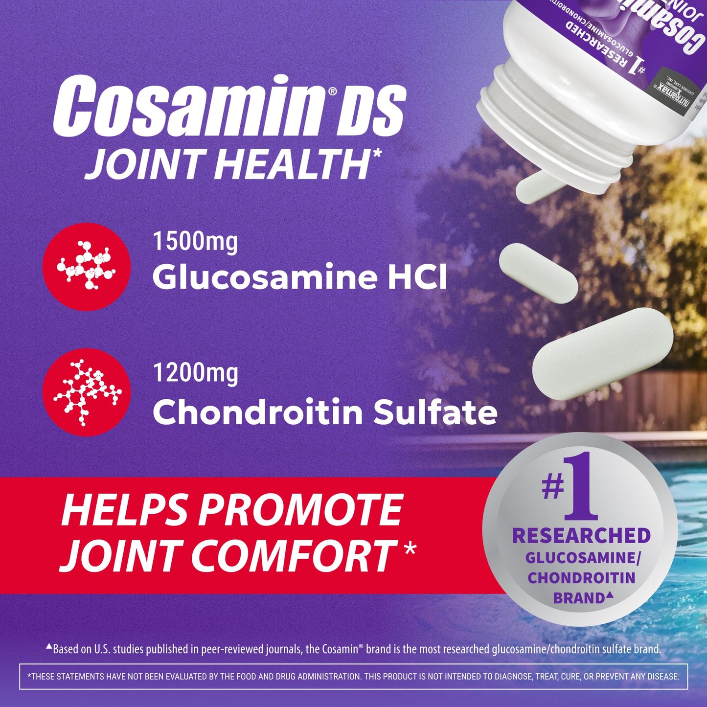 Nutramax Cosamin DS Joint Supplement, Glucosamine Chondroitin, 210 Capsules | Clinically Proven in Published Studies, Trademarked Glucosamine and Chondroitin for Joint Support, Third Party Tested
