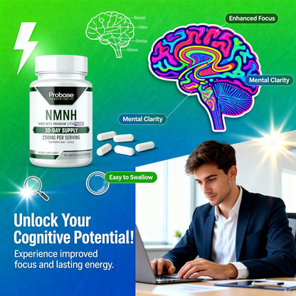 Uthpeak NMNH NAD Supplement 250mg - Recommended Dose for Healthy Aging, a Memory Focus Supplement for Cognitive Function Support (60 Capsules) - Alternative to NR, NAD, Quercetin and Fisetin