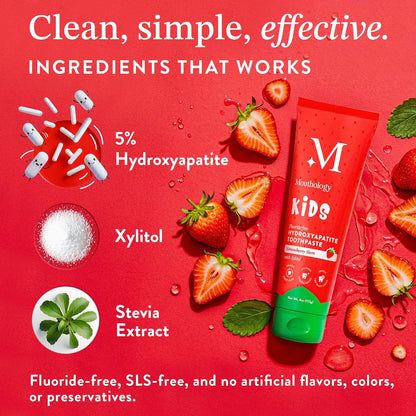 Mouthology Kid's Strawberry Toothpaste and Tongue Brush Combo Pack