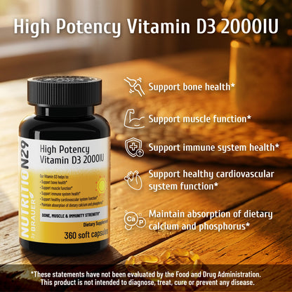 Vitamin D3 5000 IU (125 mcg),360 Day Supply Vitamin D Softgels | USP-Grade Provitas® Softgels with MCT & Olive Oil,High Potency Immune & Bone,Muscle Health Support Supplement,Non-GMO