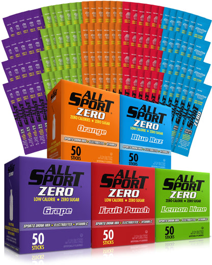 All Sport Zero Variety Powder Sticks, Sugar Free Electrolytes (Pack of 50)