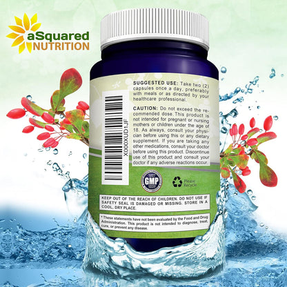 aSquared Nutrition Pure Berberine 1000mg Supplement - 180 Veggie Capsules, Natural Berberine Hydrochloride HCL Plus, Max Strength 1000 mg (2X 500mg), Potent Berberine Vegan Extract