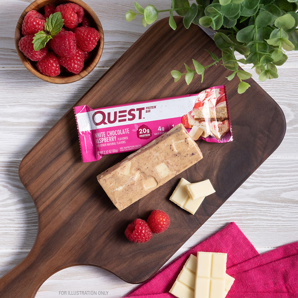 Quest Nutrition White Chocolate Raspberry Protein Bars, High Protein, Low Carb, Gluten Free