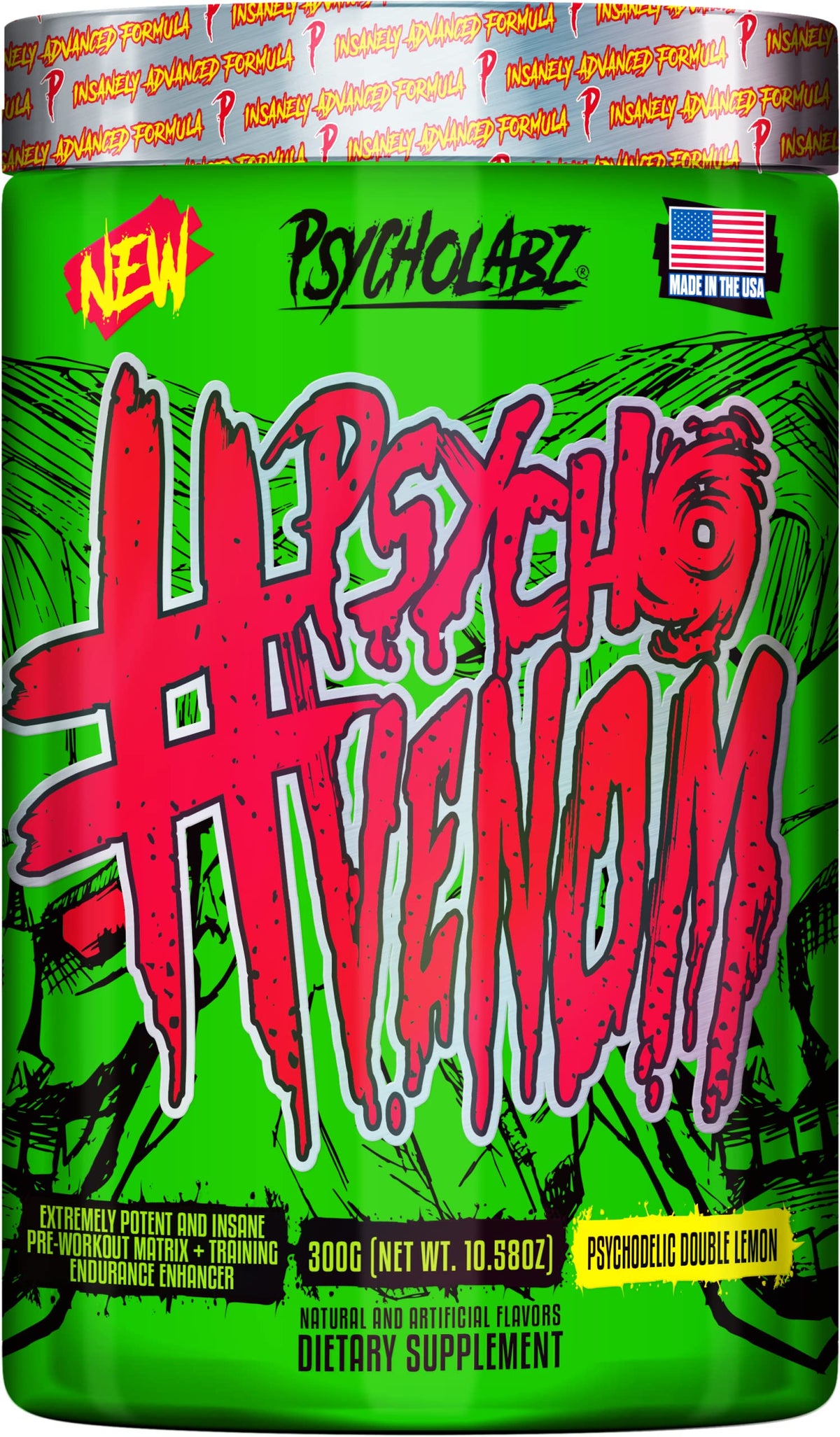 Psycholabz Pre Treino Psycho Venom 300g - Double Lemon Sabor Limão