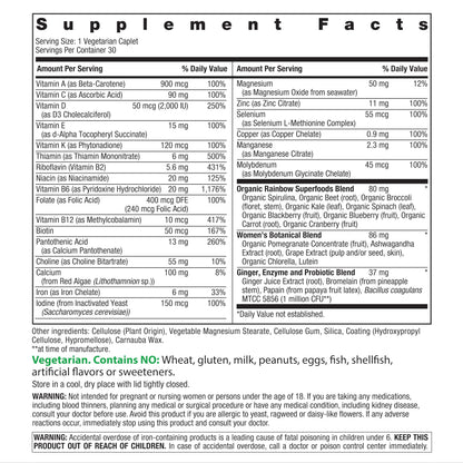 Rainbow Light Womens Multivitamin One + | 150 Caplets | Supports Cellular Energy & Antioxidant Health | Real Food Nutrients, Digestive Enzymes & Probiotics | with Vitamins C, D, and Zinc