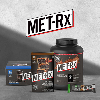 MET-Rx Big 100 Protein Bar, Meal Replacement Bar, 30G Protein, Salted Caramel Brownie