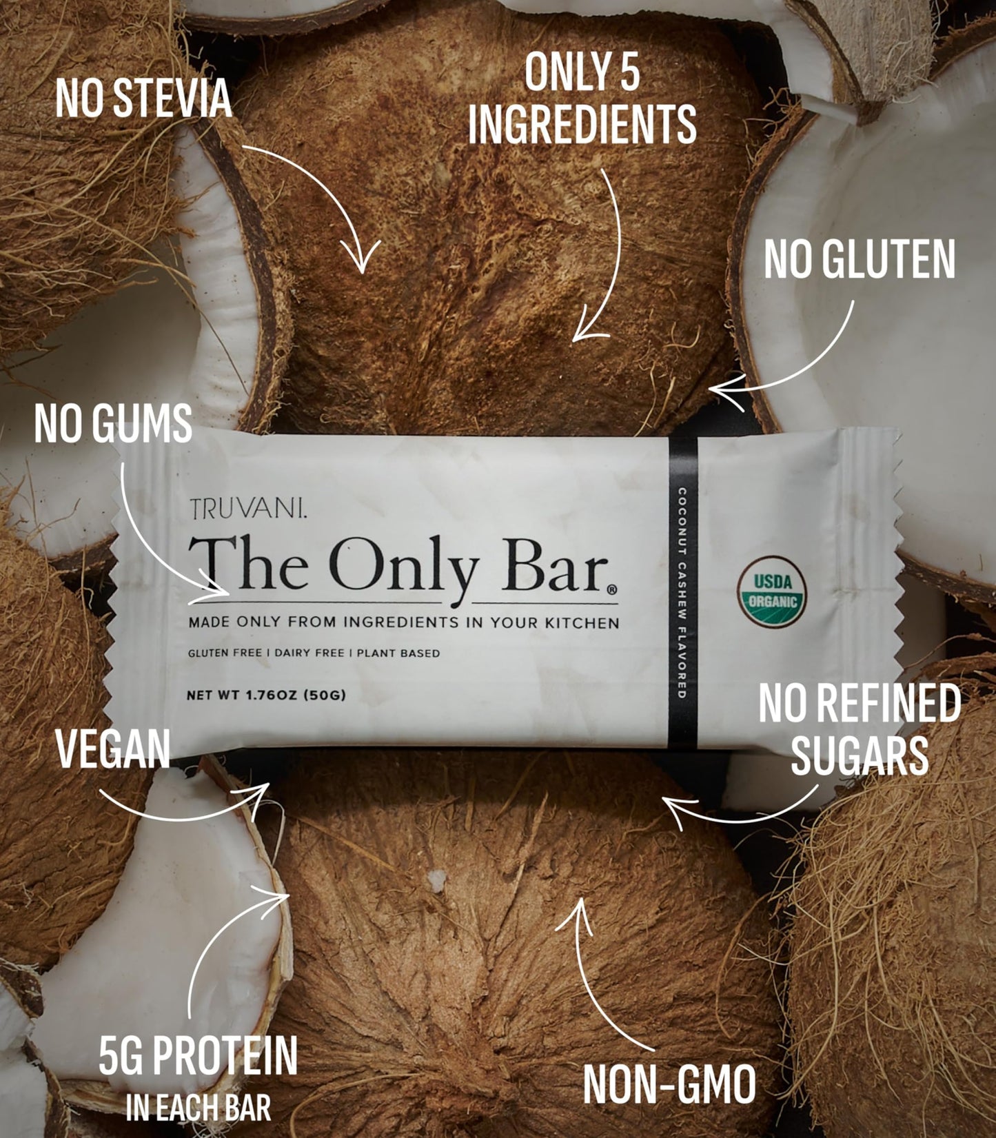 Truvani Plant Based Snack Bars | Variety | 12 Pack | Vegan | 5-8g Protein | USDA Organic and Vegan | Dairy, Soy, and Gluten Free | Individually Wrapped