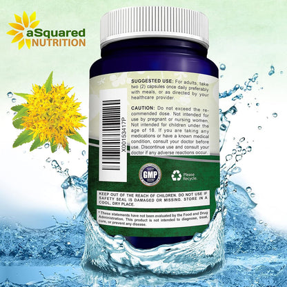 aSquared Nutrition Rhodiola Rosea Supplement 1000mg - 180 Vegan Capsules - Max Strength Rhodiola Root Extract Pills Improve Pure Energy, Brain Function & Stress Relief -Golden Root Herb Powder Tablets