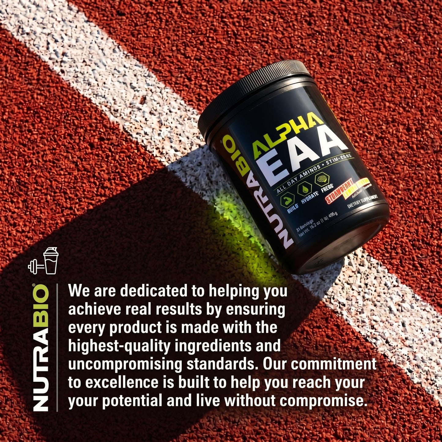 NutraBio Alpha EAA - All-Day Amino Acids for Muscle Growth and Hydration - Essential Amino Acids with Nootropics & Adaptogens- Full Spectrum EAA BCAA Powder - 30 Servings - Strawberry Lemon