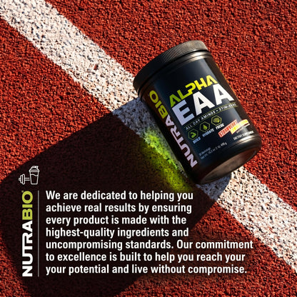 NutraBio Alpha EAA - All-Day Amino Acids for Muscle Growth and Hydration - Essential Amino Acids with Nootropics & Adaptogens- Full Spectrum EAA BCAA Powder - 30 Servings - Strawberry Lemon