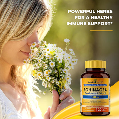 Echinacea Goldenseal 1000 Mg 120 Capsules | Immune System Support Respiratory Response Inflammatory Response Supplement