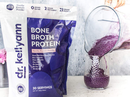 Dr. Kellyann Bone Broth Protein Powder, Vanilla (30 Servings) - Protein 21g, 2g Net Carbs