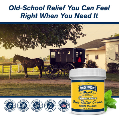 Amish Origins Pain Relief Cream, Maximum Strength Deep Penetrating for Joint, Muscle, Knee, Back, Feet, Hand, Ankle, Aches, 8 fl oz (Pack of 1)