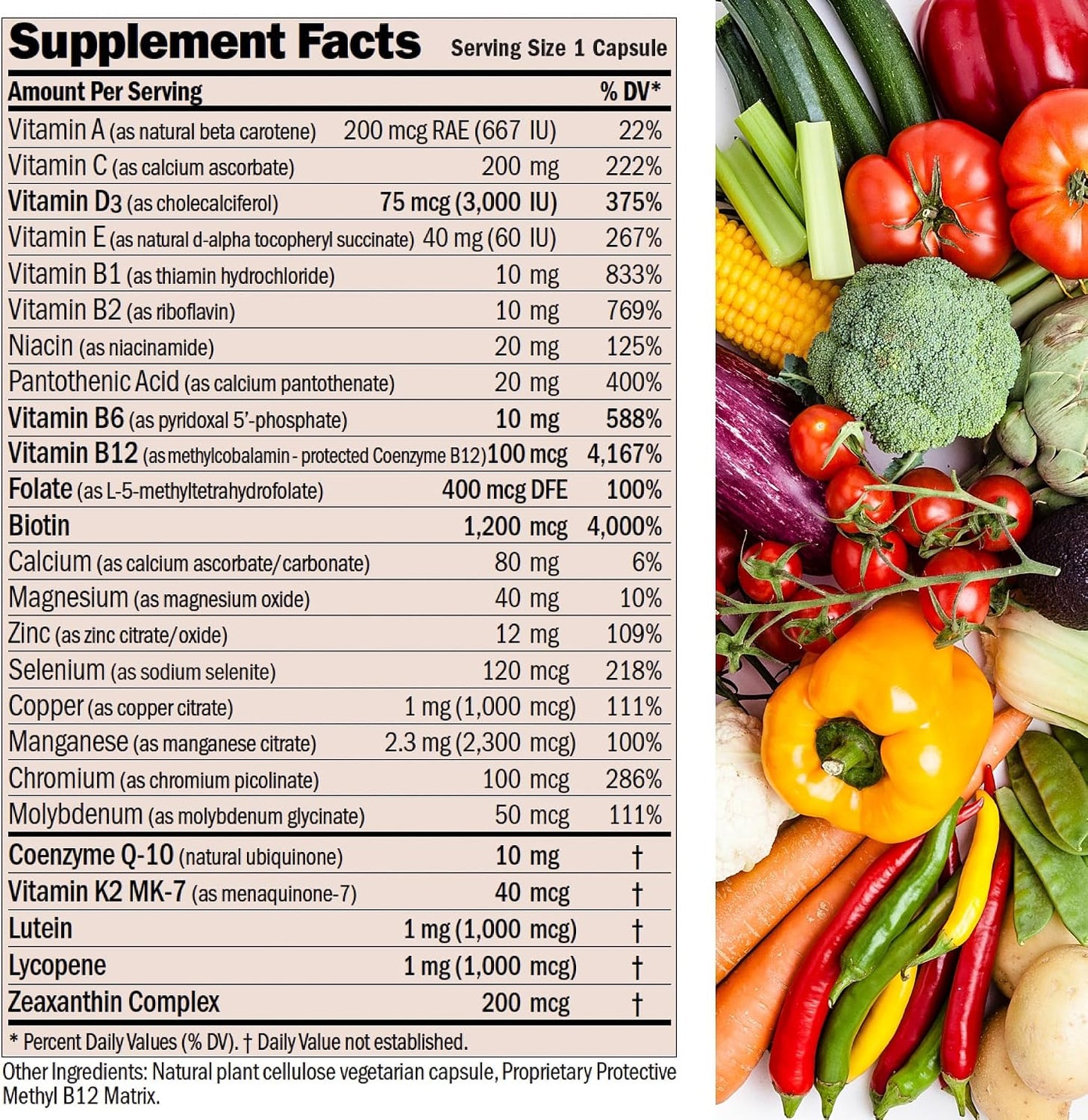 ANDREW LESSMAN Essential-1 nuonce max Multivitamin 3000 IU Vitamin D3 60 Small Capsules. 100 mcg Methyl B12. CoQ10 Lutein Lycopene Zeaxanthin. High Potency. No Additives. Ultra-Mild One Daily Capsule | Complete Daily Multivitamin & Mineral Formula with Es