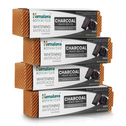 Himalaya Botanique Whitening Antiplaque Charcoal Toothpaste, 4 oz, 2 Pack