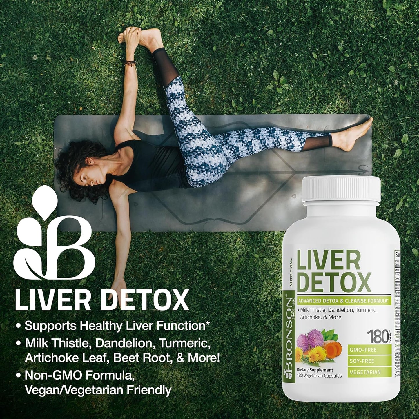 Bronson Liver Detox Advanced Detox & Cleansing Formula 60 Capsules | Liver Health Support with Milk Thistle, Dandelion Extract, Turmeric, Artichoke Leaf & Beet Root, Non-GMO, Soy-Free