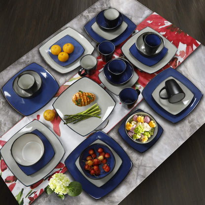 Gibson Soho Lounge Square Reactive Glaze Stoneware Dinnerware Set, Service for 4