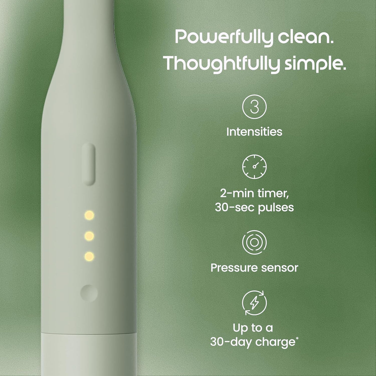 Quip Ultra Lite Sonic Electric Toothbrush with Rapid Dissolvable Teeth Whitening Strips Product Bundle - 15X More Plaque Removal, 20 Treatment Strips, Mint with Coconut Oil - Meadow Green