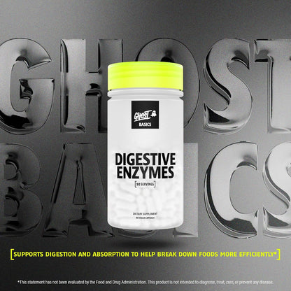 GHOST Basics Digestive Enzymes Supplement for Men & Women - Multi-Enzymes, Probiotics & Prebiotics for Supporting Digestion & Gut Health - Vegan Friendly - 90 Veggie Capsules