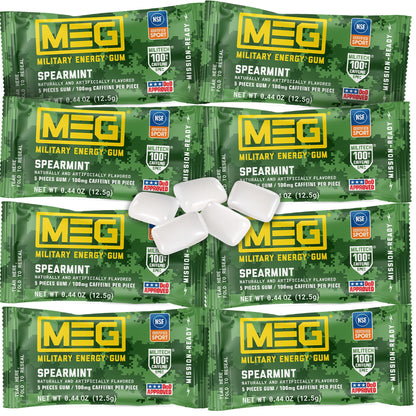MEG Military Energy Gum, Multi Flavors | Caffeine Gum - Pack of 3, 15 Count