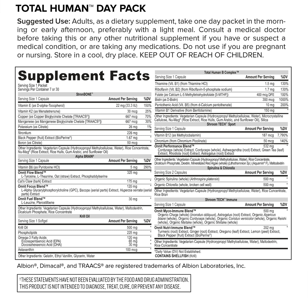 ONNIT Total Human Day and Night Vitamin Packs for Men and Women,Capsule, 30-Day