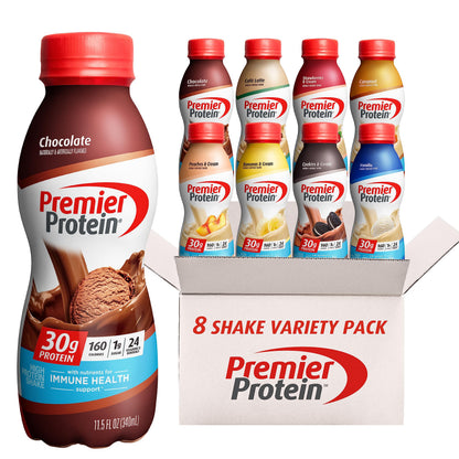 Premier Liquid Protein Shake Can, 8 Flavor Variety Pack, 30g Protein, 1g Sugar