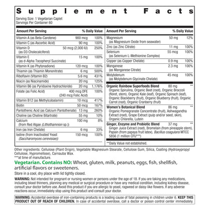 Rainbow Light Womens Multivitamin One + | 150 Caplets | Supports Cellular Energy & Antioxidant Health | Real Food Nutrients, Digestive Enzymes & Probiotics | with Vitamins C, D, and Zinc