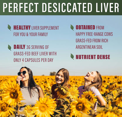 Perfect Supplements – Perfect Desiccated Liver – 120 Capsules - Undefatted Beef Liver – Natural Source of Protein, Iron, Vitamins A & B
