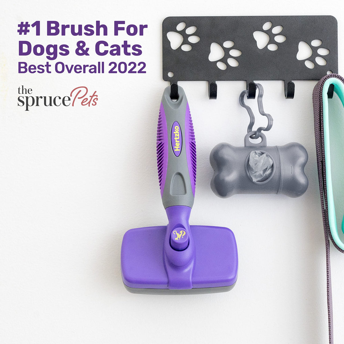 Hertzko Dog & Cat Brush, Dog Brush for Shedding, Cat & Dog Grooming, Self Cleaning