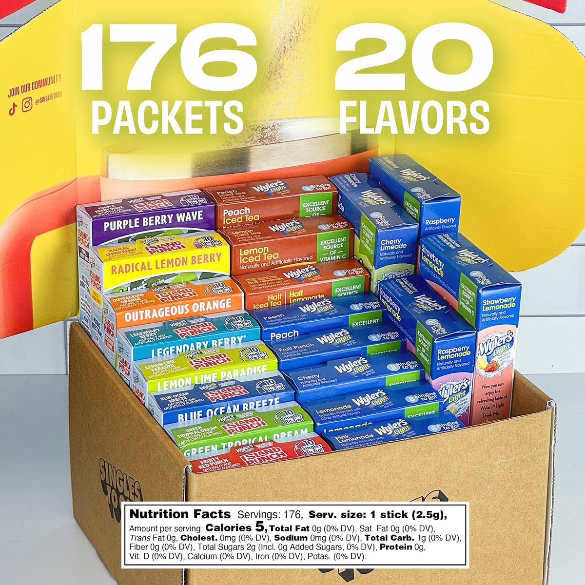 Wyler's Light Singles To Go 176ct - 176 Sugar Free Drink Mix Packets