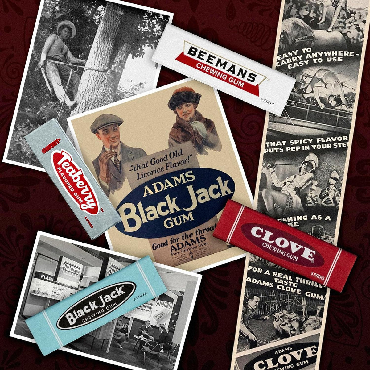 Gerrit's 20 Count Variety Gum Pack - Clove, Beeman's, Teaberry, & Black Jack Nostalgic Chewing Gum Bulk Pack, Old-Fashioned Candy, 4 Flavors, Old School Candy