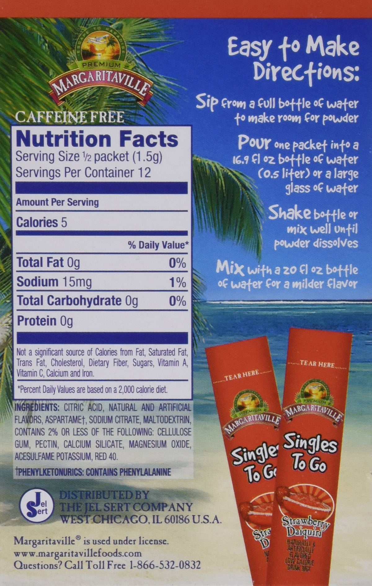Margaritaville Singles To Go Drink Mix, Non-Alcoholic Powder Sticks (Pina Colada)
