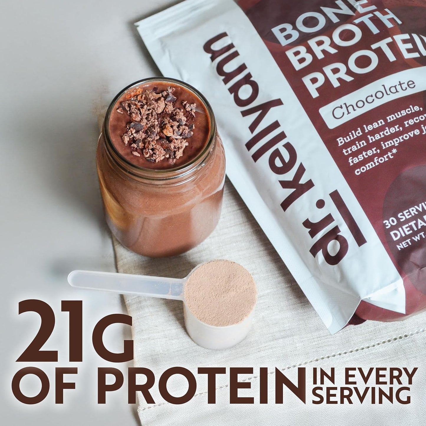 Dr. Kellyann Keto Bone Broth Protein Powder Bundle of (1) Chocolate, (1) Vanilla, & (1) Salted Caramel