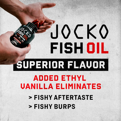 Jocko Fuel Omega 3 Fish Oil Supplement 2000mg - Burpless Fatty Acid Supplement, Wild Caught, Powerful Antioxidant with Astaxanthin (60 Capsules)