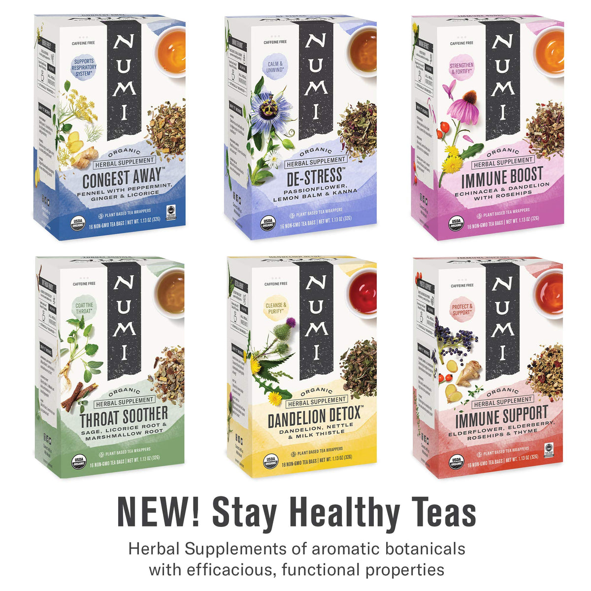 Numi Organic Throat Soother Tea, 16 Tea Bags (Pack of 3), Licorice and Marshmallow