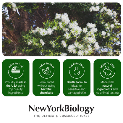 New York Biology Tea Tree Oil Foot Cream for Dry Cracked Feet, Athletes Foot, Nail Fungus